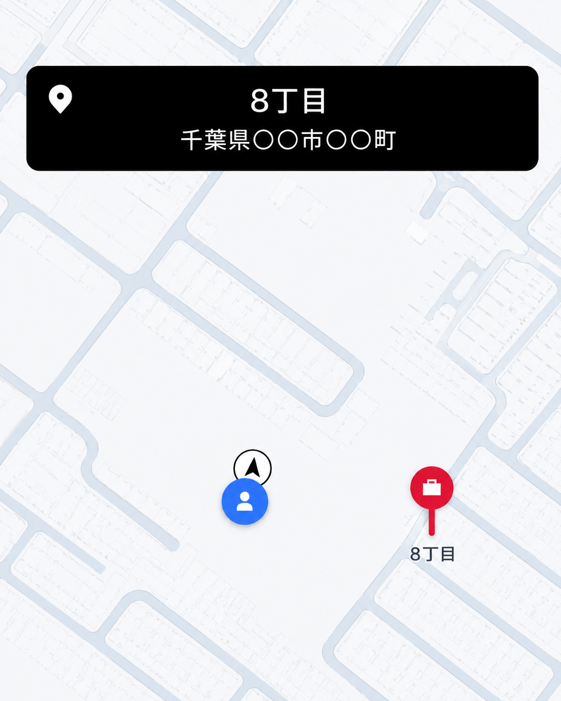 Uber Eatsで8丁目など地域名にピンが立っているピンずれの例